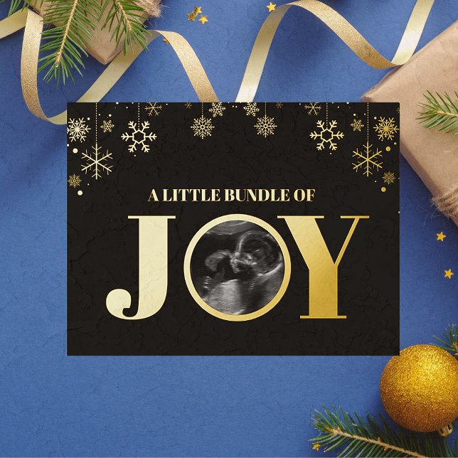 Little Bundle of Joy Ultrasound Picture Christmas Foil Invitation Postcard (Creator Uploaded)