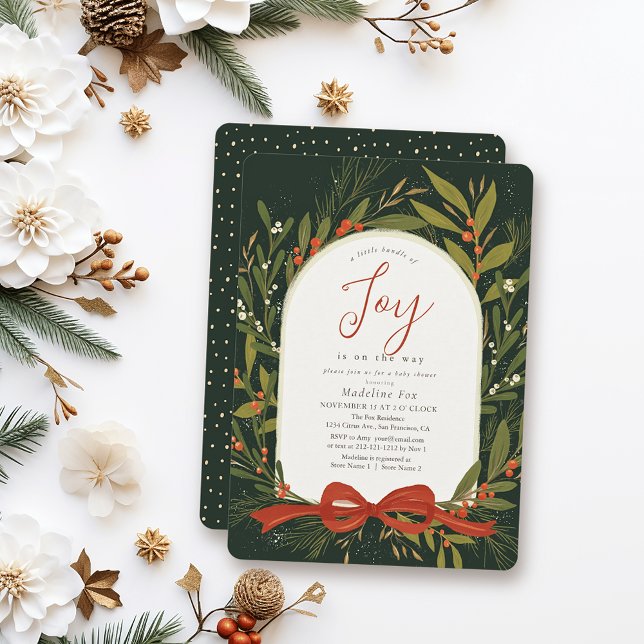 Little Bundle of Joy Wreath Green Baby Shower Invitation (Creator Uploaded)