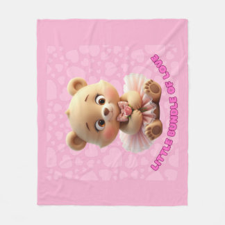 Little Bundle of Love – Cute Baby Bear in Tutu Des Fleece Blanket