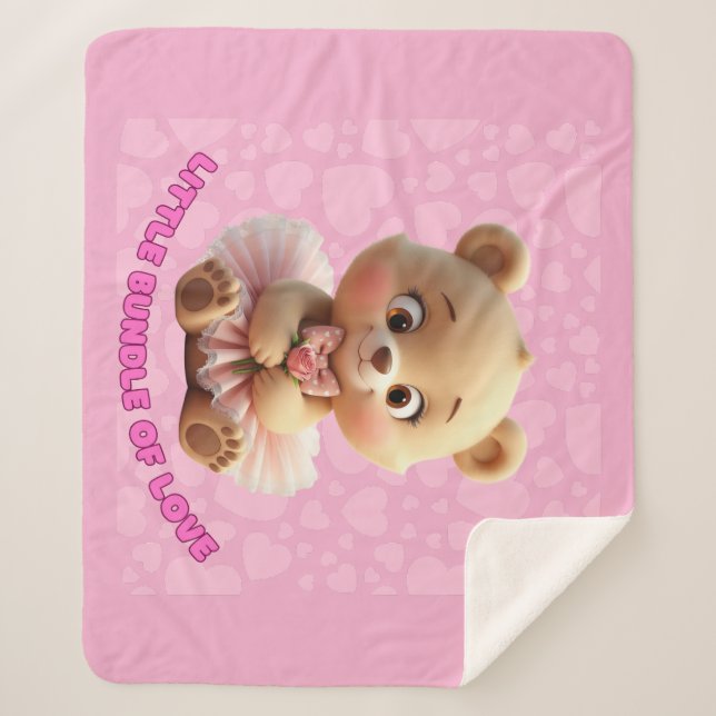 Little Bundle of Love – Cute Baby Bear in Tutu Des Sherpa Blanket (Front)