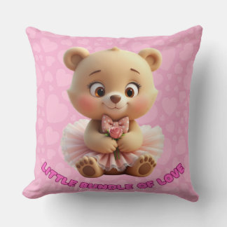 Little Bundle of Love – Cute Baby Bear in Tutu Throw Pillow