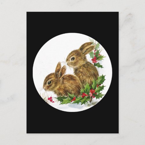 Little Bunnies Christmas Holiday Postcard