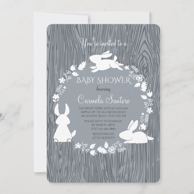 Little Bunnies Gray Invitation (Front)