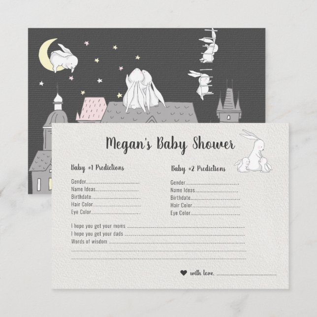 Little Bunnies | Twins Baby Shower Guessing Game Invitation (Front/Back)