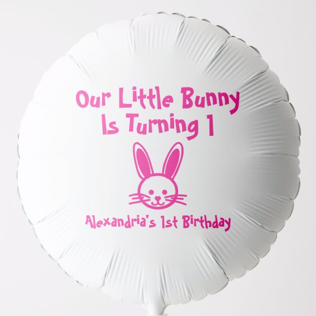 Little Bunny 1st Birthday Balloon (Front)