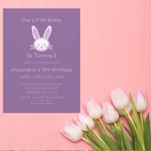 Little Bunny 1st Birthday Invitation