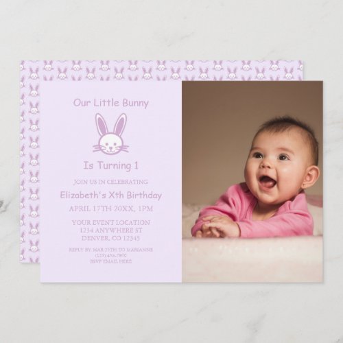 Little Bunny 1st Birthday Invitation