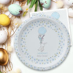 Little Bunny and Balloon Blue Boy Baby Shower Paper Plates<br><div class="desc">Little Bunny and Balloon Baby Shower paper plate - or customize the wording for your baby sprinkle,  gender reveal etc. The design features borders of ditsy blue doodle flowers with a cute rabbit holding a blue balloon and a small bouquet of flowers.</div>