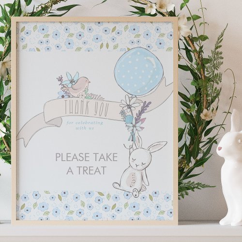 Little Bunny and Balloon Boy Baby Shower Treat Poster