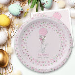 Little Bunny and Balloon Pink Girl Baby Shower Paper Plates<br><div class="desc">Little Bunny and Balloon Baby Shower paper plate - or customize the wording for your baby sprinkle,  gender reveal etc. The design features borders of ditsy pink doodle flowers with a cute rabbit holding a pink balloon and a small bouquet of flowers.</div>