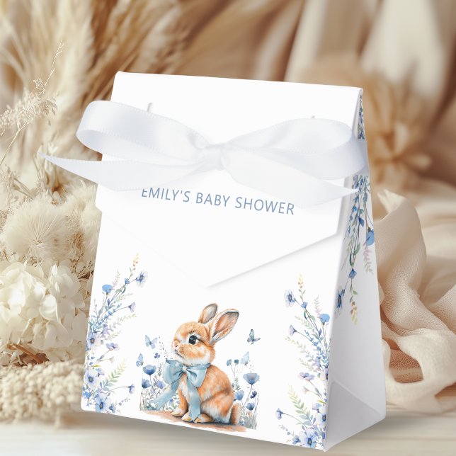 Little Bunny and Blue Wildflowers Baby Shower Favor Boxes (Creator Uploaded)