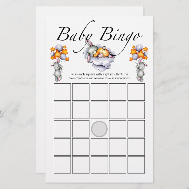 Little bunny baby bingo game (Front/Back)