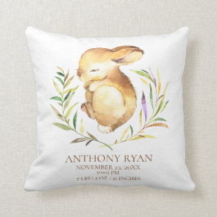 Little Bunny Baby Birth Stats Pillow