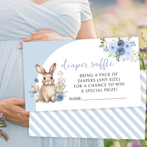 Little bunny baby boy shower diaper raffle cards