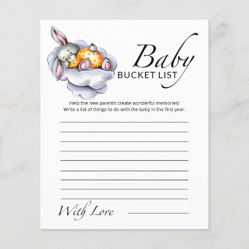 Little bunny baby shower baby bucket list