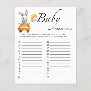 Little bunny baby shower baby name race game