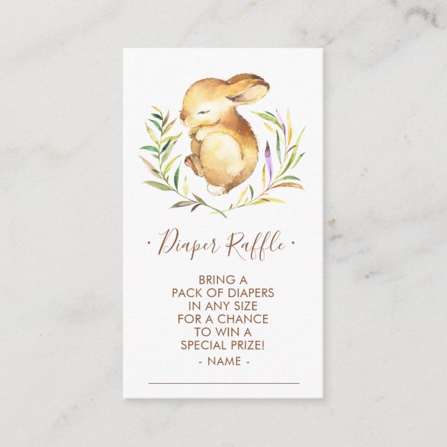 Little Bunny Baby Shower Diaper Raffle Ticket Enclosure Card (Front)