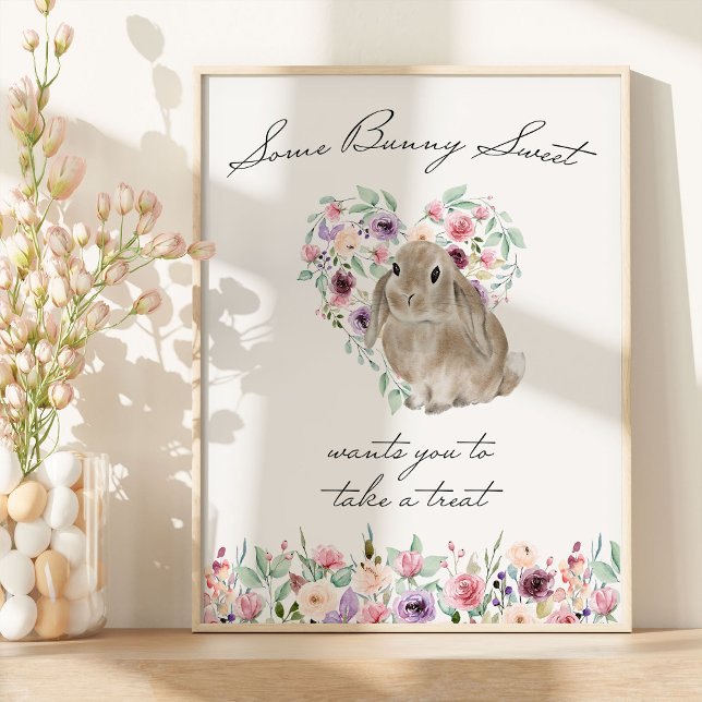 Little Bunny Baby Shower Favor Table Poster (Floral Rabbit Favor Table Sign from my Little Bunny & Little Lamb Baby Shower collection)