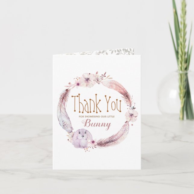 Little Bunny Baby Shower Thank You Card (Front)