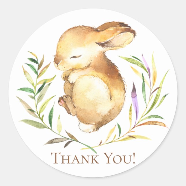 Little Bunny Baby Shower Thank You Favor Sticker (Front)