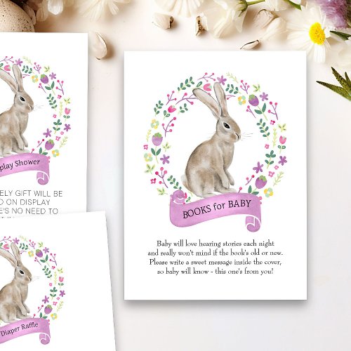 Little Bunny Baby Shower Watercolor Books for Baby Enclosure Card