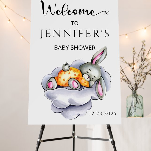 Little bunny baby shower welcome foam board (In Situ (Stand))