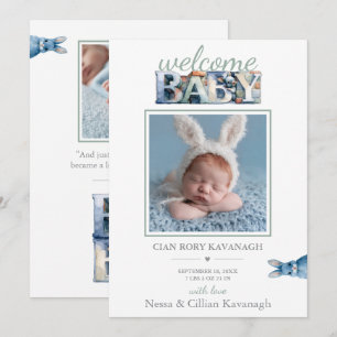 Little Bunny Blocks Welcome Invitation