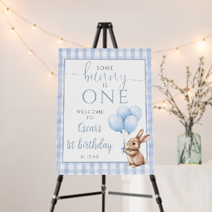 Little Bunny Blue 1st Birthday Welcome Sign