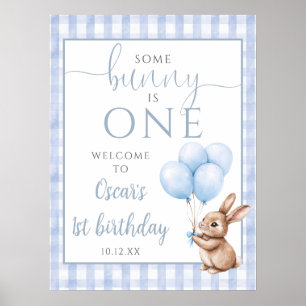 Little Bunny Blue 1st Birthday Welcome Sign