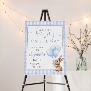 Little Bunny Blue Baby Shower Welcome Sign