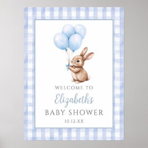 Little Bunny Blue Baby Shower Welcome Sign