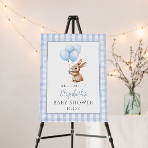 Little Bunny Blue Baby Shower Welcome Sign