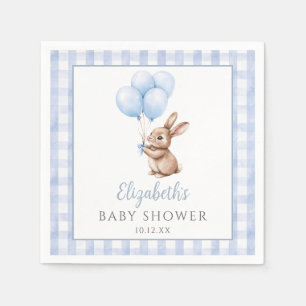 Little Bunny Blue Balloons Boy Baby Shower Napkins
