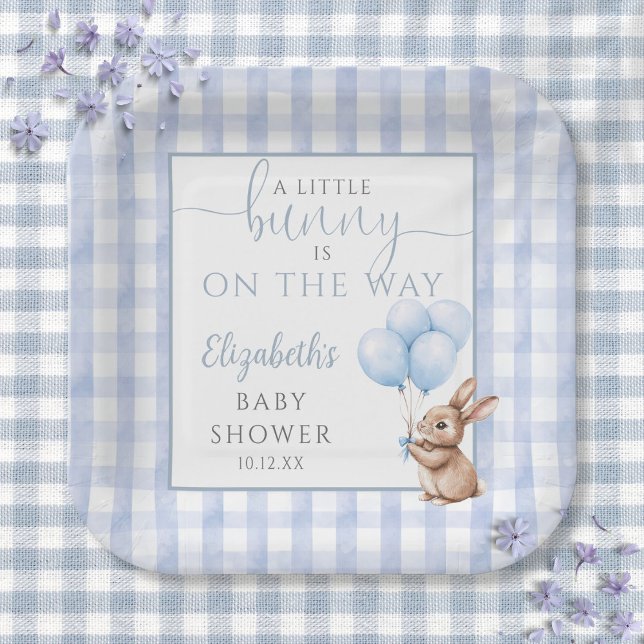 Little Bunny Blue Balloons Boy Baby Shower Paper Plates (Little Bunny Blue Balloons Boy Baby Shower Paper Plates)