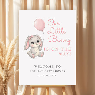 Little Bunny Blush Pink Girly Baby Shower Welcome Foam Board