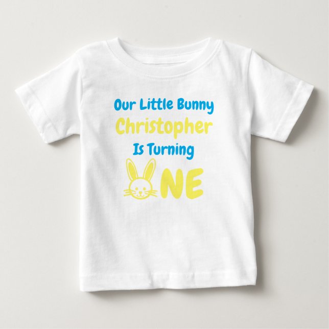 Little Bunny Boy 1st Birthday Baby T-Shirt (Front)