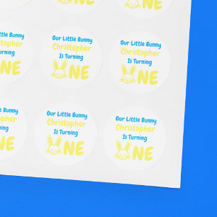 Little Bunny Boy 1st Birthday Classic Round Sticker