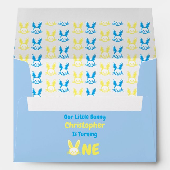 Little Bunny Boy 1st Birthday Envelope (Back (Bottom))
