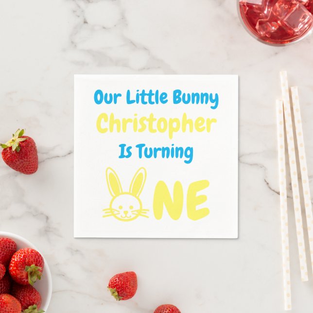 Little Bunny Boy 1st Birthday Napkins (Insitu)