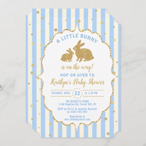 Little Bunny Boys Easter Baby Shower Invitation