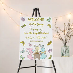 Little Bunny Butterfly One Baby Shower Welcome Foam Board