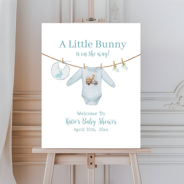 Little Bunny Easter Blue Boy Baby Shower Welcome Foam Board (Creator Uploaded)