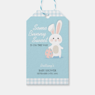 Little Bunny Easter Checkered Baby Shower Gift Tags