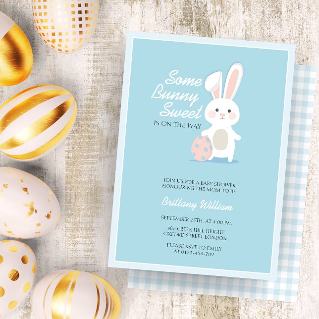 Little Bunny Easter Checkered Baby Shower  Invitation (Creator Uploaded)