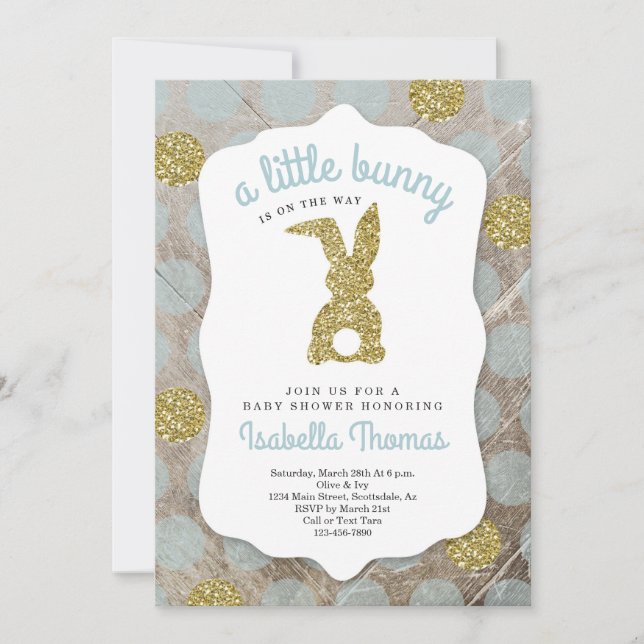 Little Bunny Easter Theme Baby Shower for Boy Invitation (Front)