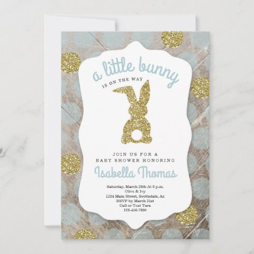 Little Bunny Easter Theme Baby Shower for Boy Invitation