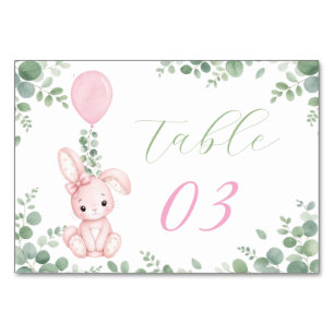 Little Bunny Eucalyptu Watercolor Baby Girl Shower Table Number