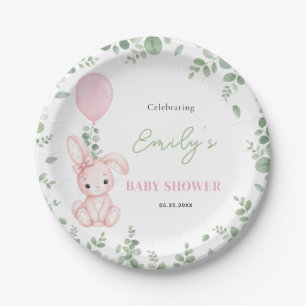 Little Bunny Eucalyptus  Girl Baby Shower Paper Plates