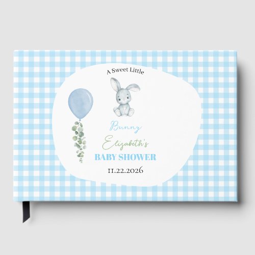 Little Bunny Eucalyptus Watercolor Baby Boy Shower Guest Book