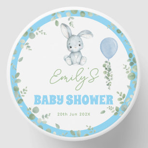 Little Bunny Eucalyptus Watercolor Baby Boy Shower Mini Candle Favors